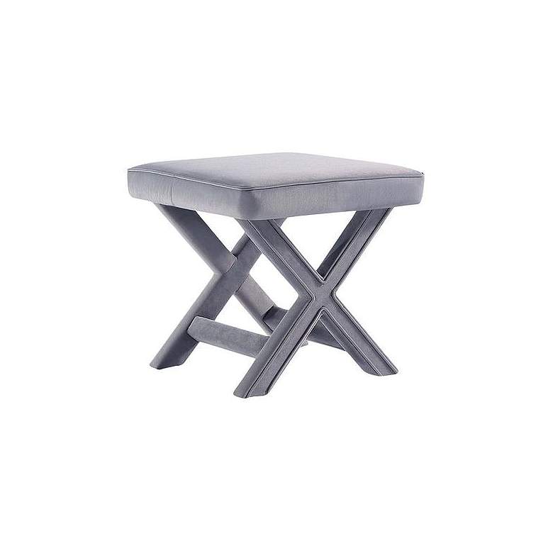 Image 1 Manhattan Comfort Abigail Velvet Upholstered Bench in Grey