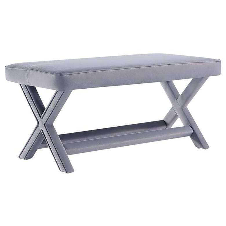 Image 1 Manhattan Comfort Abigail Velvet Upholstered Bench in Grey