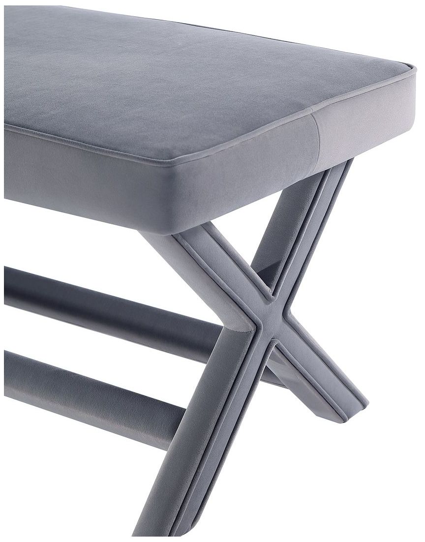 Image 5 Manhattan Comfort Abigail Velvet Upholstered Bench in Grey more views