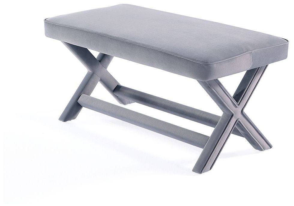 Image 6 Manhattan Comfort Abigail Velvet Upholstered Bench in Grey more views