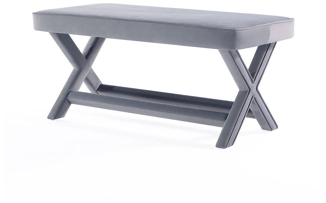 Image 7 Manhattan Comfort Abigail Velvet Upholstered Bench in Grey more views