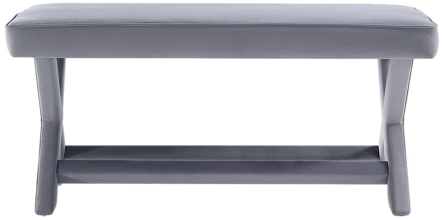 Manhattan Comfort Abigail Velvet Upholstered Bench in Grey