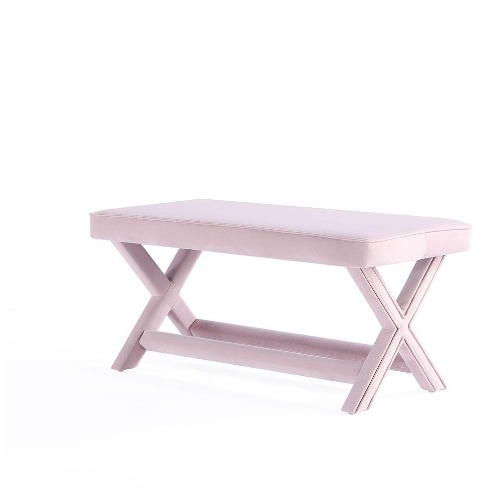 Image 7 Manhattan Comfort Abigail Velvet Upholstered Bench in Pink more views