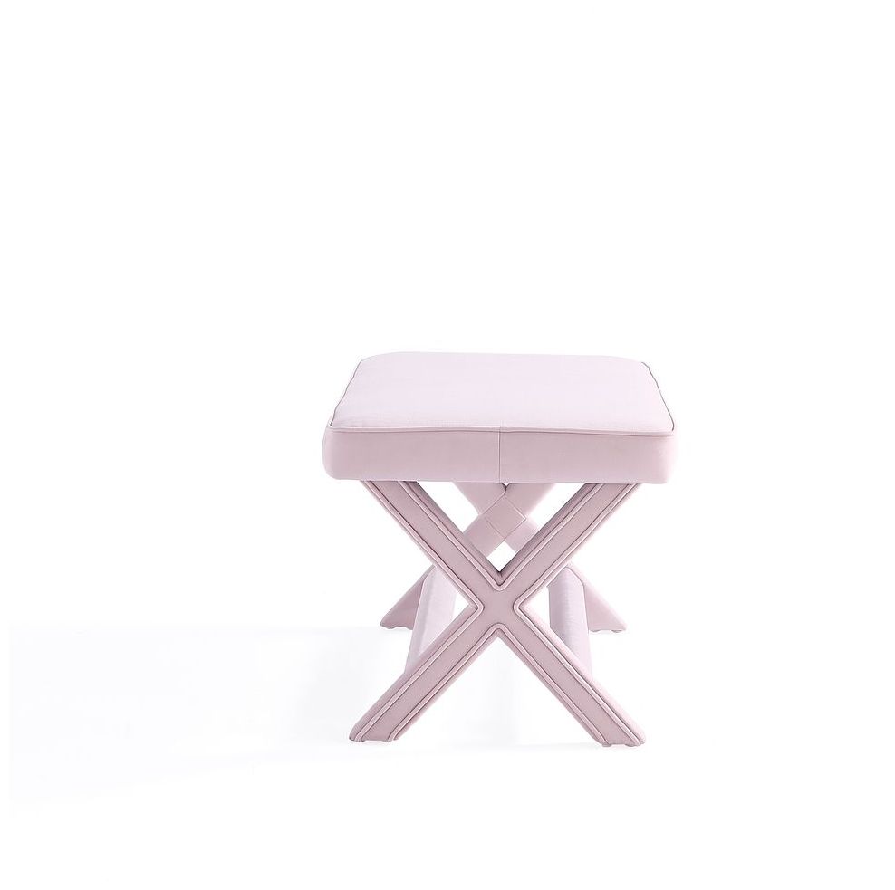 Manhattan Comfort Abigail Velvet Upholstered Bench in Pink