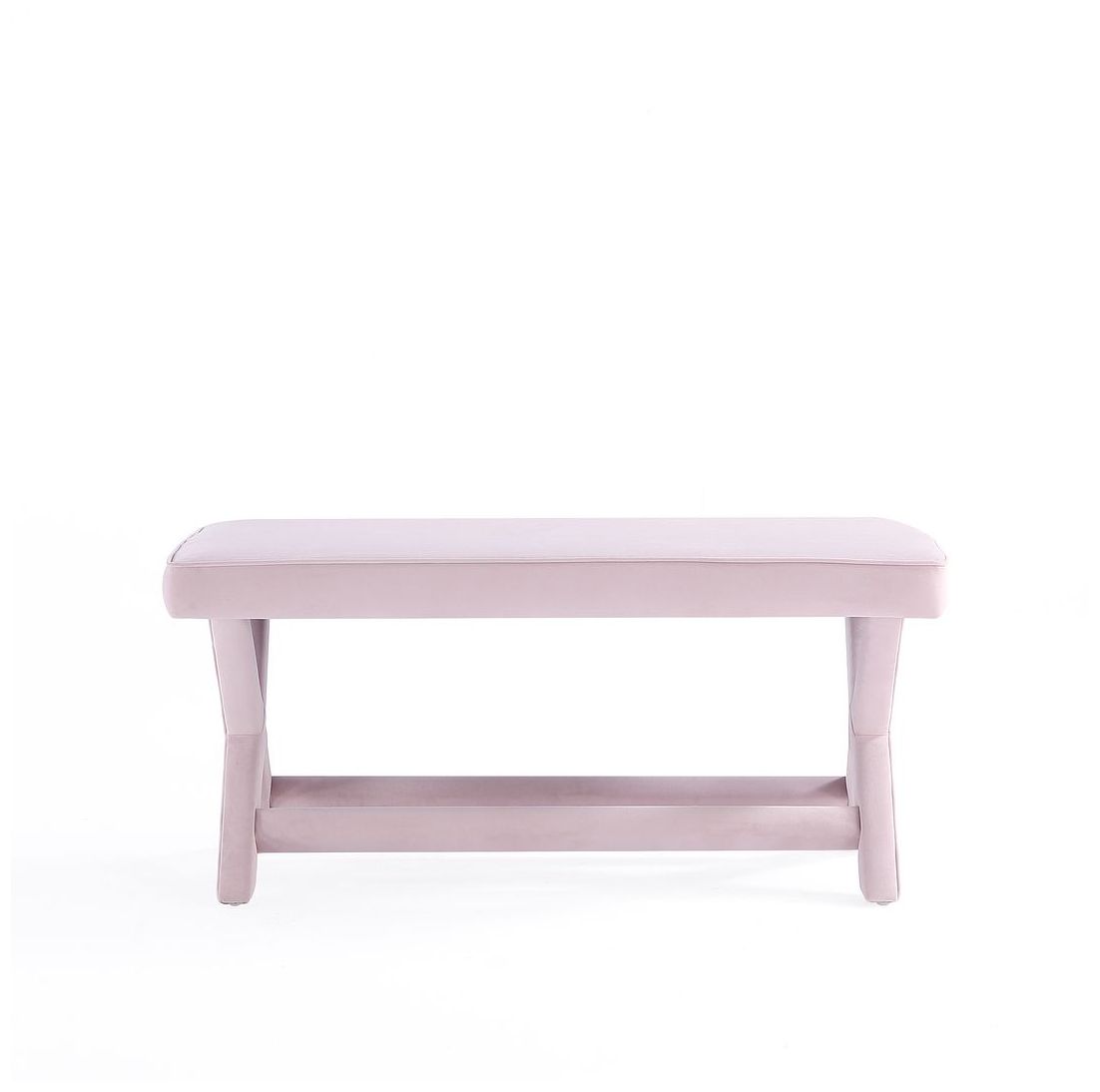 Manhattan Comfort Abigail Velvet Upholstered Bench in Pink