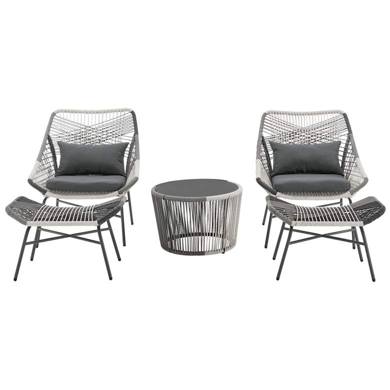 Image 1 Manhattan Comfort Ashland Modern 3-Piece Patio Conversation Set in Grey