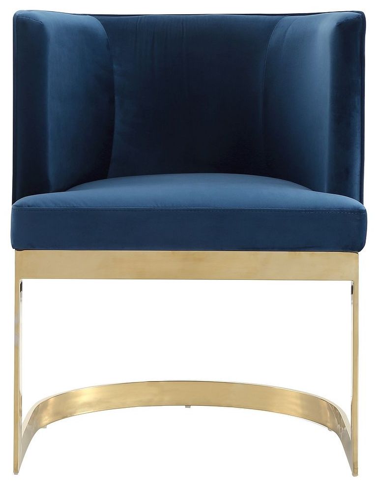 Image 4 Manhattan Comfort Aura 24 1/2" Brass Royal Blue Velvet Dining Chair more views