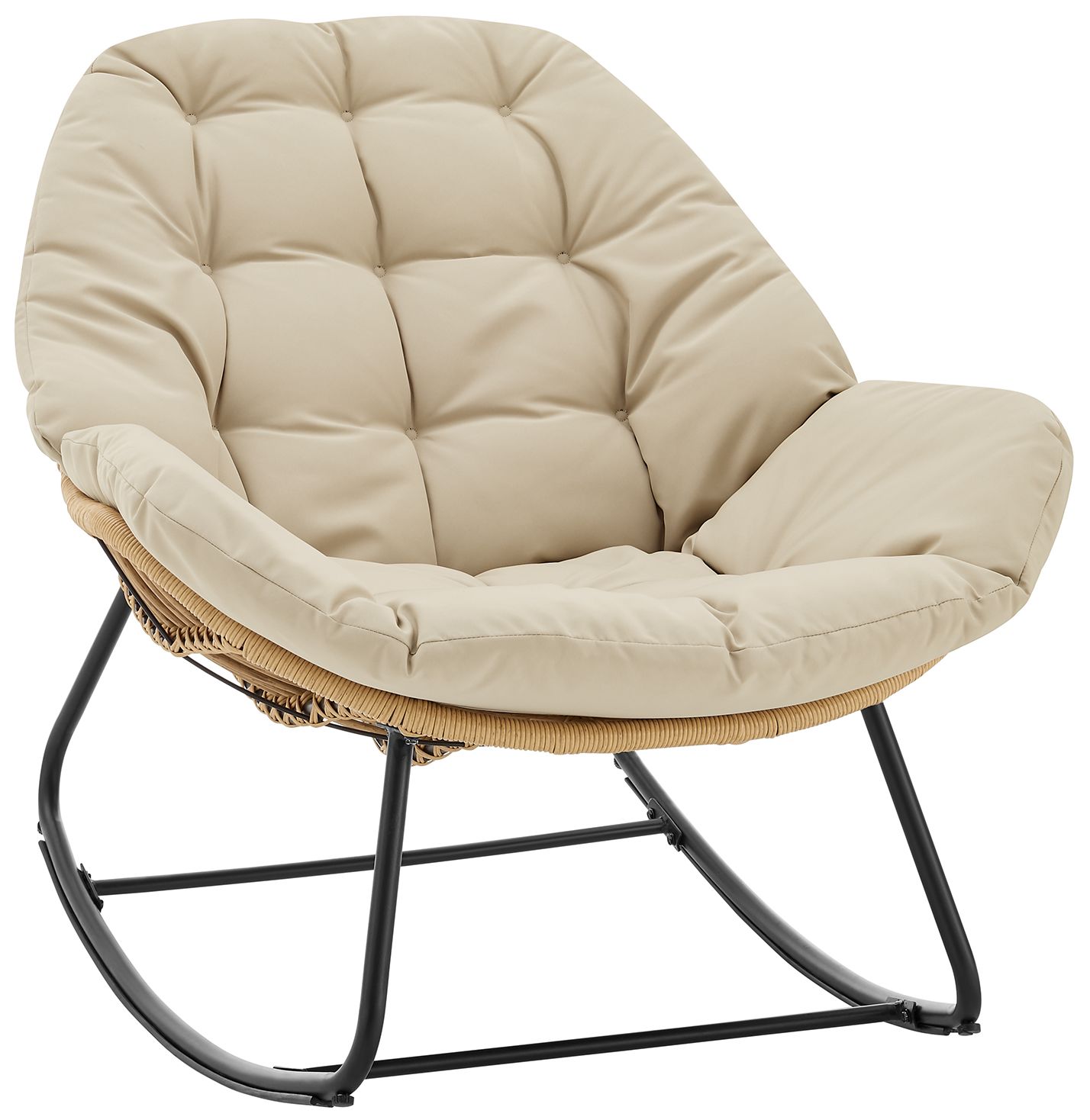 Manhattan Comfort Benson Modern 3-Piece Patio Rocking Chair Set in Cream