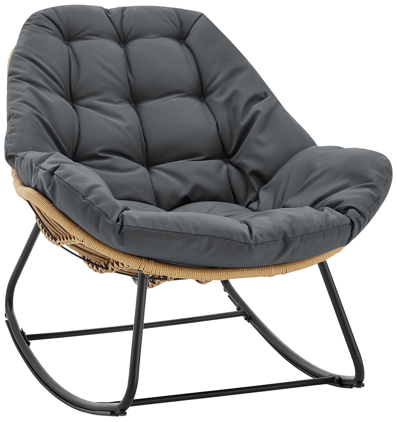 Manhattan Comfort Benson Modern 3-Piece Patio Rocking Chair Set in Grey