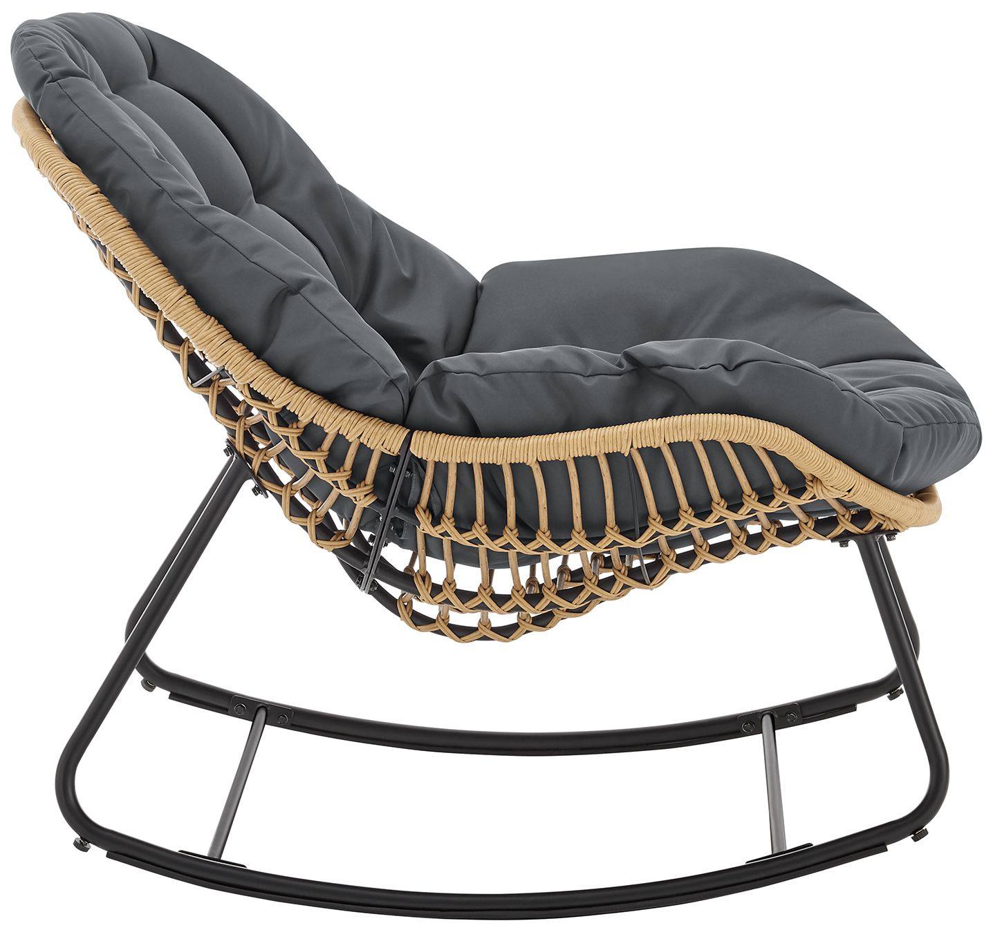 Manhattan Comfort Benson Modern 3-Piece Patio Rocking Chair Set in Grey