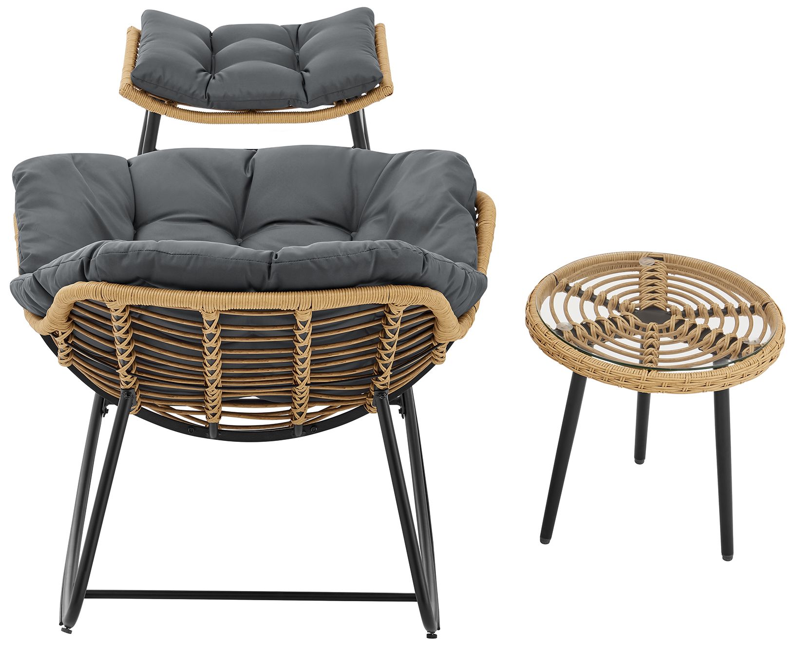 Manhattan Comfort Benson Modern 3-Piece Patio Rocking Chair Set in Grey