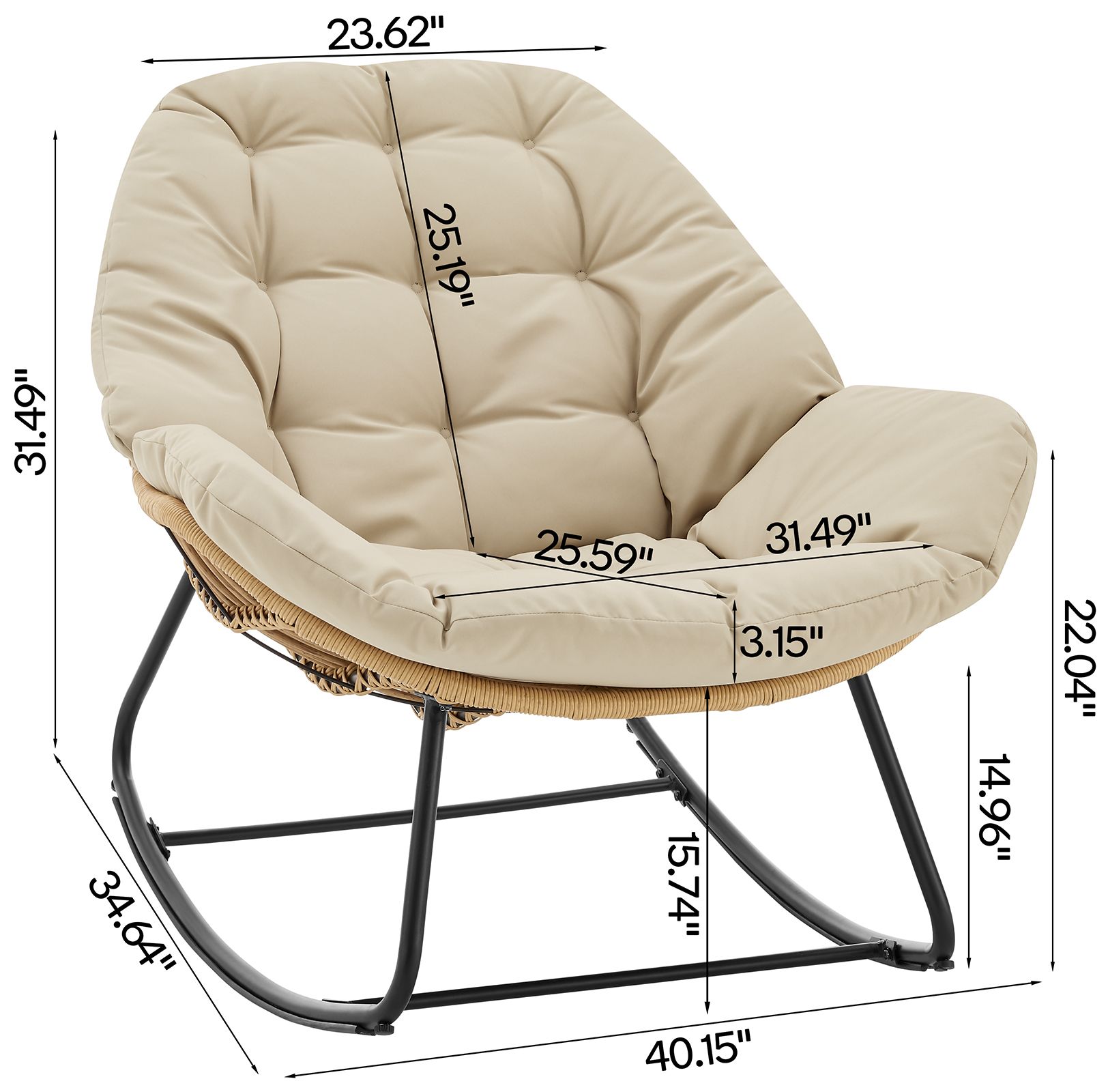 Image 2 Manhattan Comfort Benson Modern 6-Piece Patio Rocking Chair Set in Cream more views