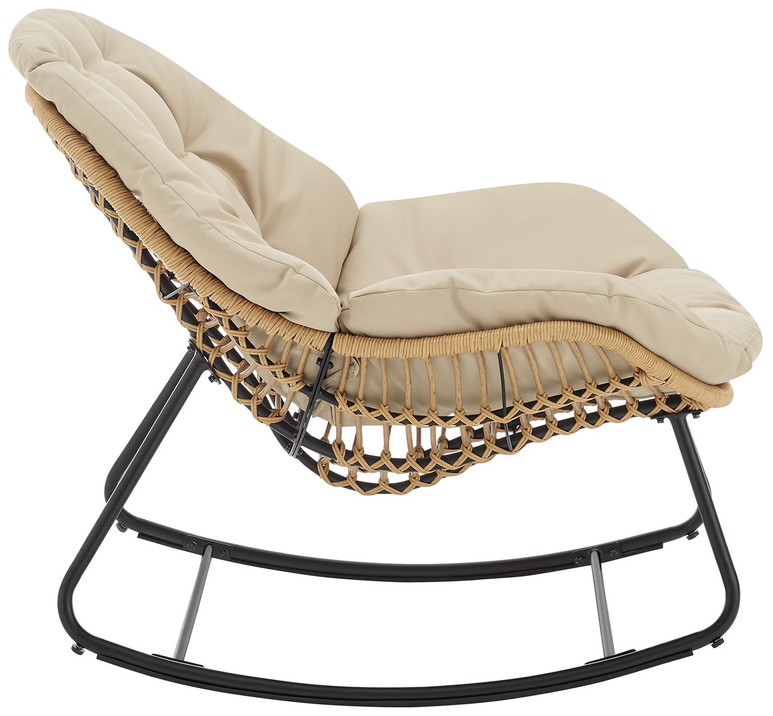 Manhattan Comfort Benson Modern 6-Piece Patio Rocking Chair Set in Cream