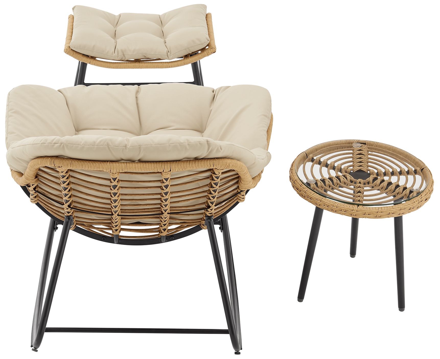 Manhattan Comfort Benson Modern 6-Piece Patio Rocking Chair Set in Cream