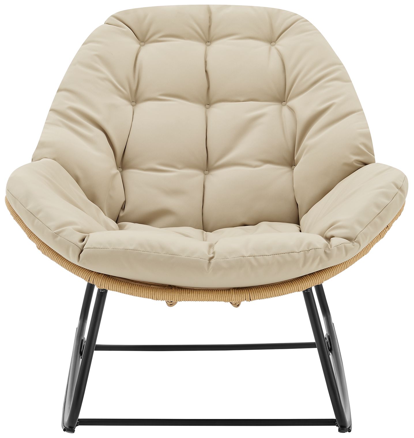 Manhattan Comfort Benson Modern 6-Piece Patio Rocking Chair Set in Cream