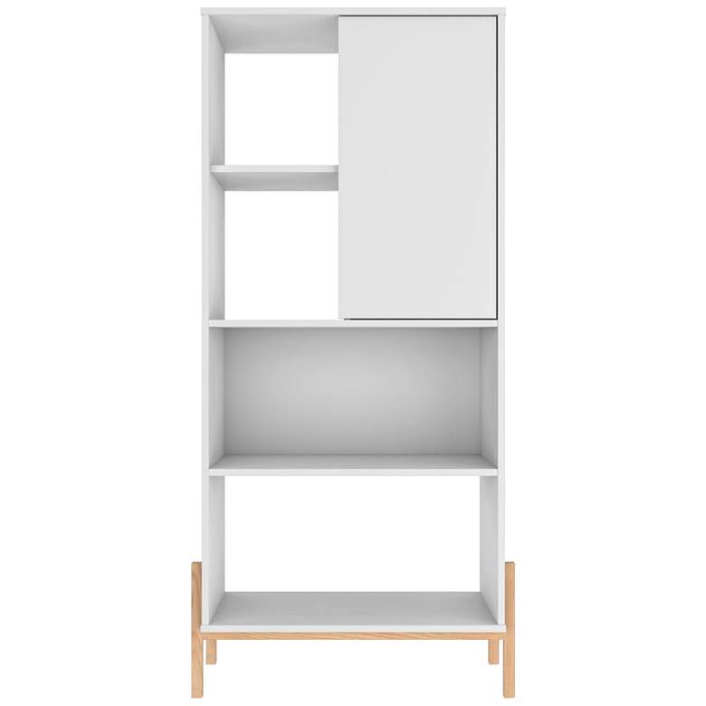 Image 4 Manhattan Comfort Bowery 60 1/2 inch High 5-Shelf White and Oak Bookcase more views