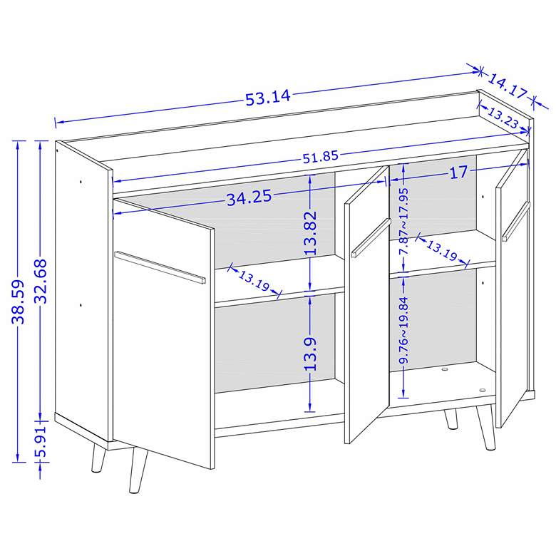 Image 7 Manhattan Comfort Bradley 53 1/2" Black Modern Buffet Table more views