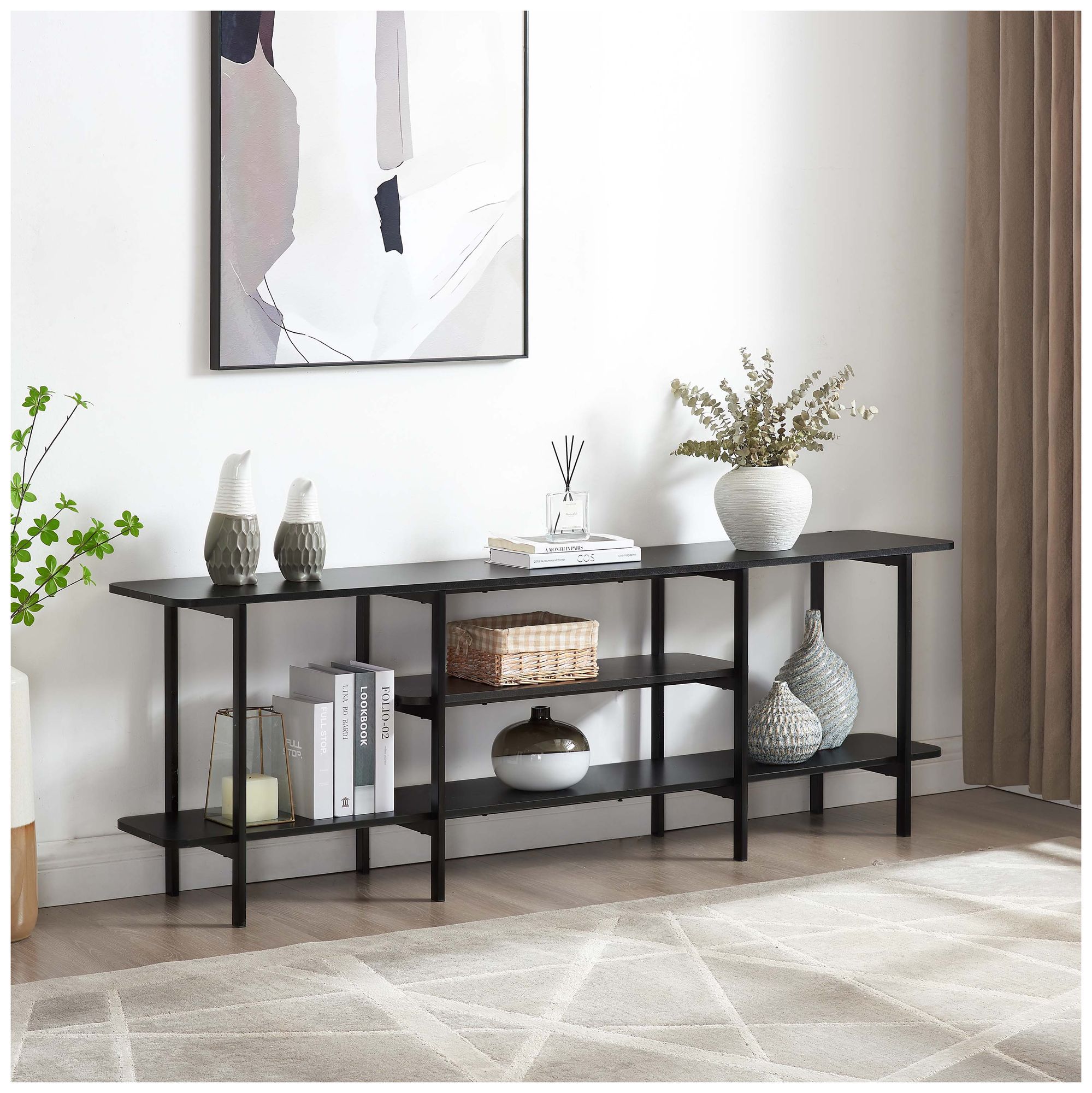 Image 2 Manhattan Comfort Celine 71" Wide Black Modern Sideboard Console Table more views