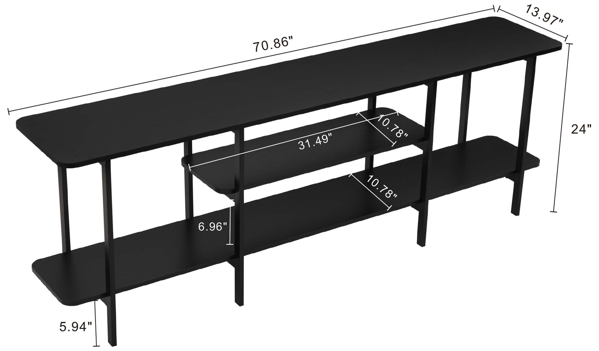 Image 3 Manhattan Comfort Celine 71" Wide Black Modern Sideboard Console Table more views