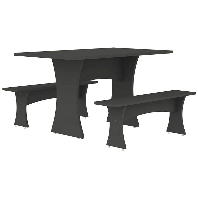 Image 1 Manhattan Comfort Coney 3-Piece Mid-Century Modern Dining Set in Grey