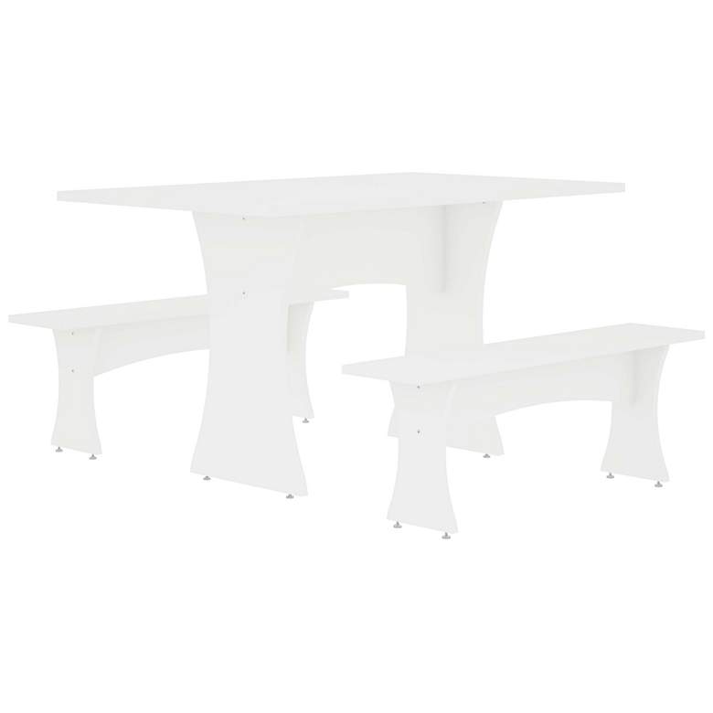 Image 1 Manhattan Comfort Coney 3-Piece Mid-Century Modern Dining Set in White