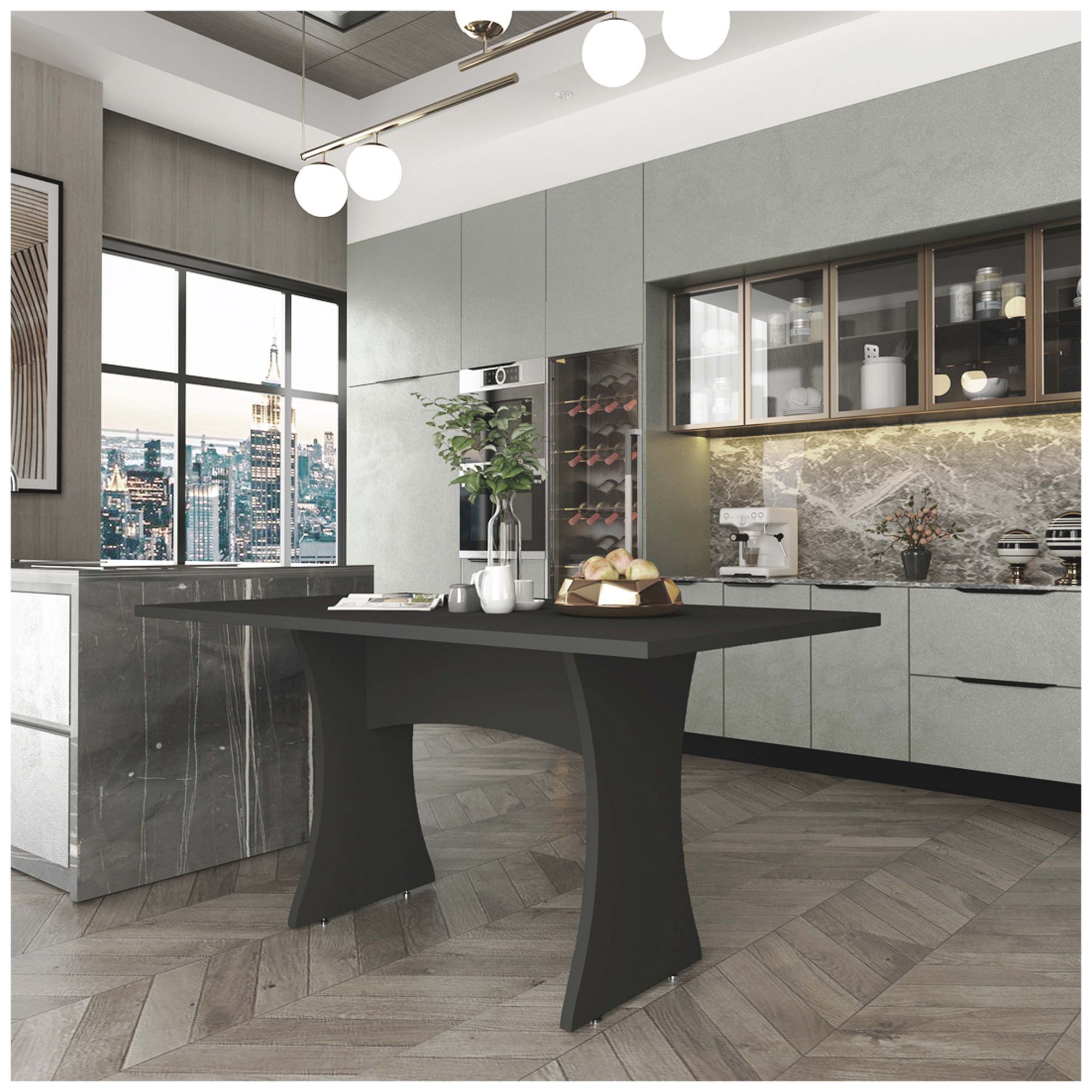 Image 2 Manhattan Comfort Coney 53.14" Mid-Century Modern Dining Table in Grey more views