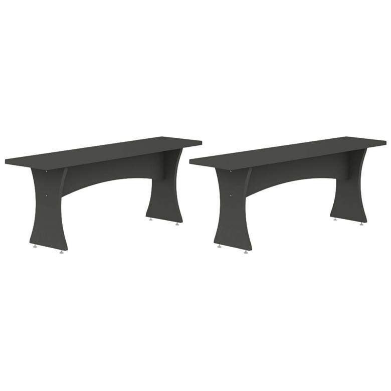 Image 1 Manhattan Comfort Coney Mid-Century Modern Dining Bench in Grey (Set of 2)
