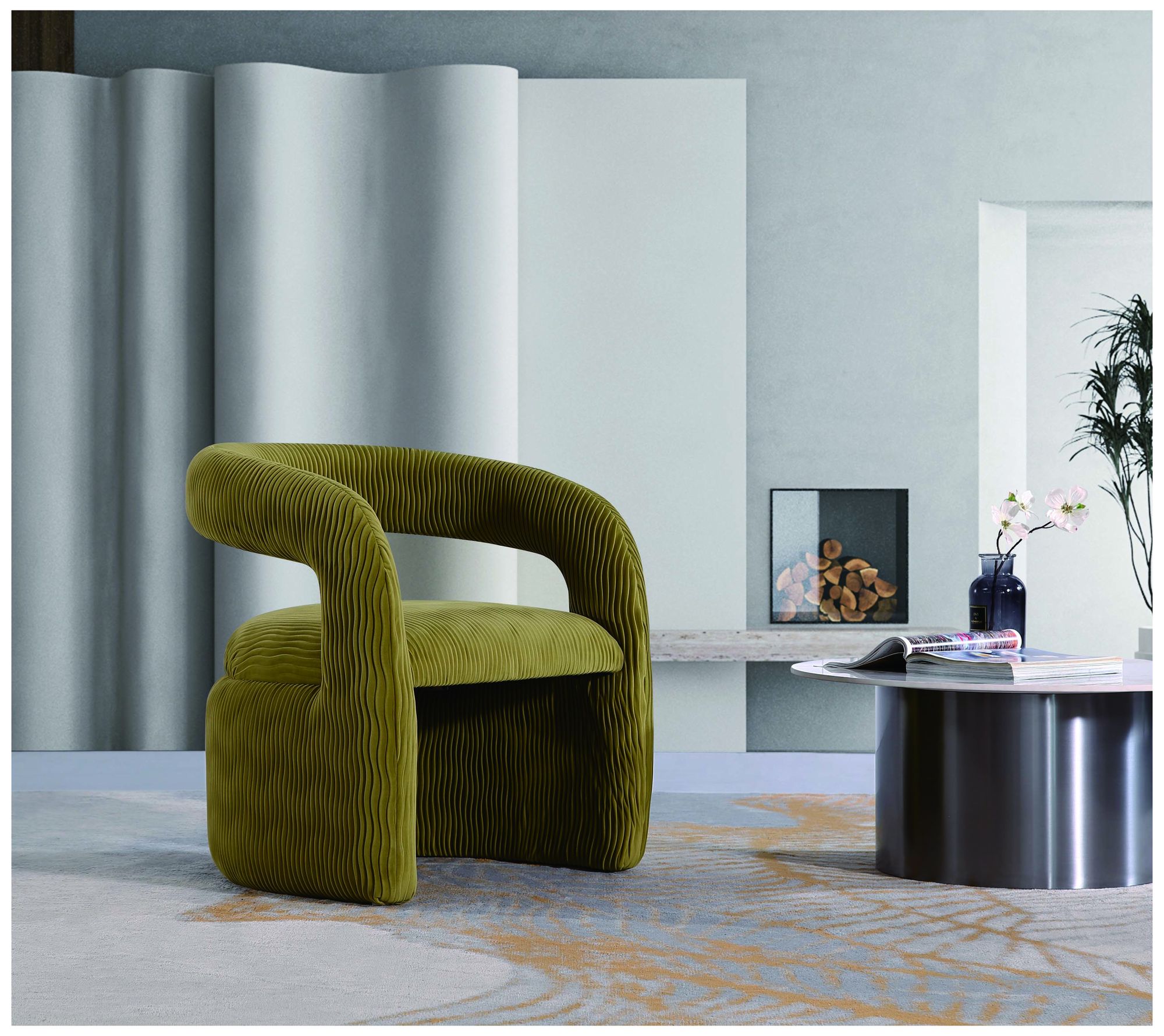 Image 2 Manhattan Comfort Corvette 27 1/4" Velvet Olive Green Dining Chair more views