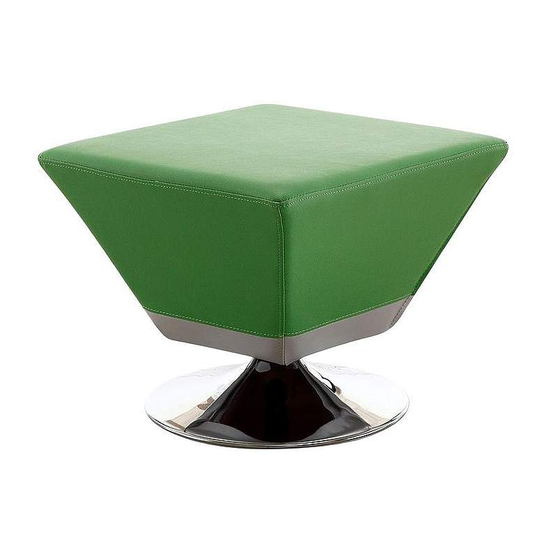 Image 1 Manhattan Comfort Diamond Green and Polished Chrome Swivel Ottoman
