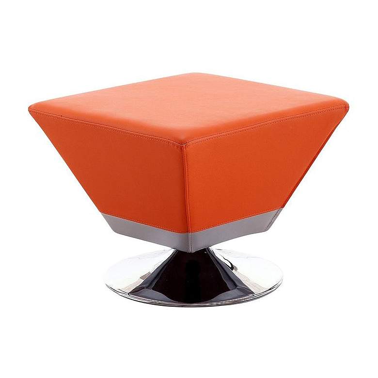 Image 1 Manhattan Comfort Diamond Orange and Polished Chrome Swivel Ottoman