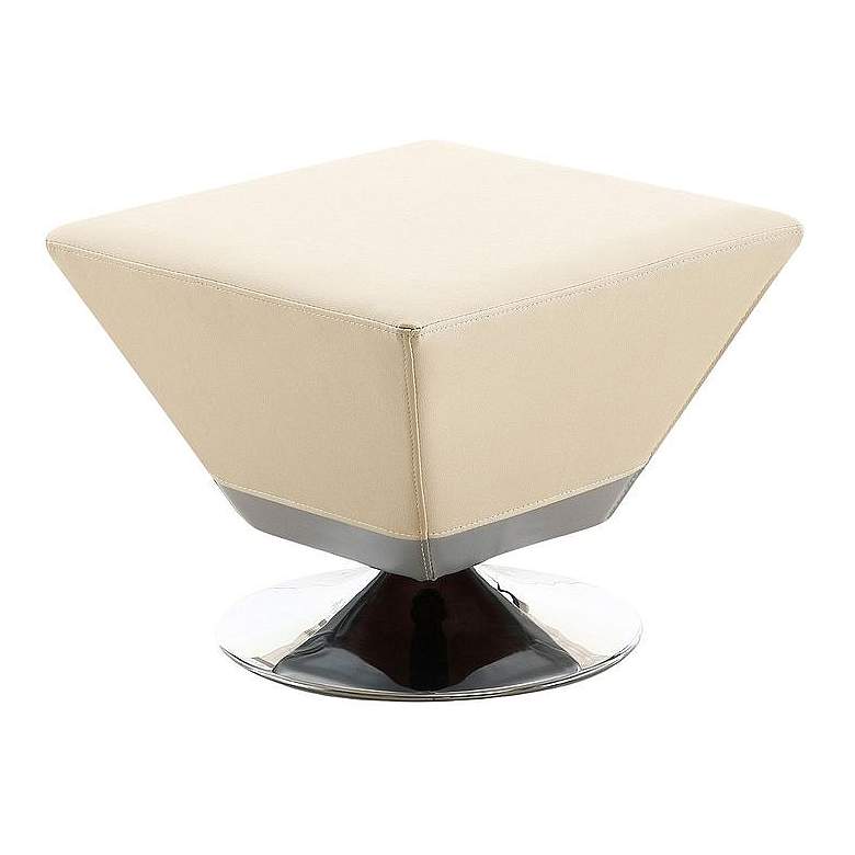 Image 1 Manhattan Comfort Diamond Tan and Polished Chrome Swivel Ottoman