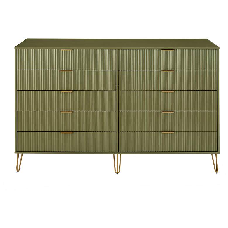 Image 1 Manhattan Comfort DUMBO Modern 10-Drawer Double Tall Dresser in Olive Green