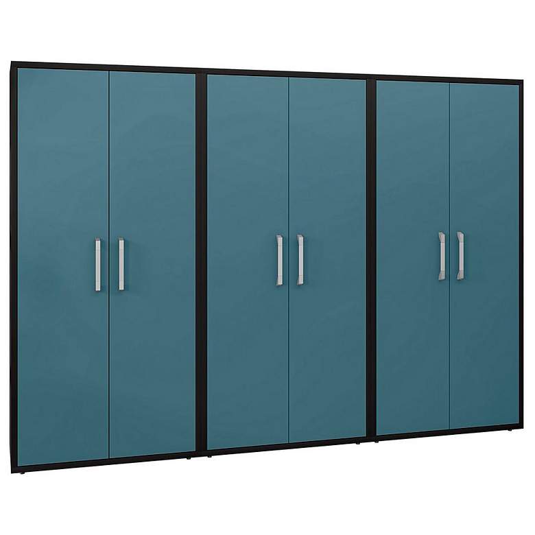 Image 1 Manhattan Comfort Eiffel 106 1/4" Aqua Blue Storage Cabinets Set