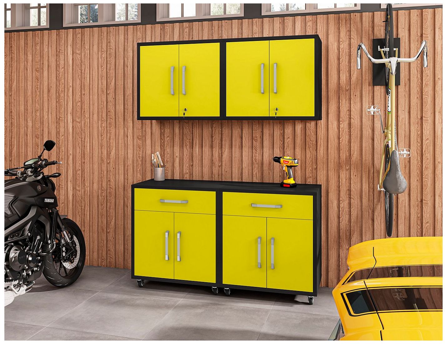 Image 3 Manhattan Comfort Eiffel 56 3/4" Wide 4-Piece Garage Storage Set more views