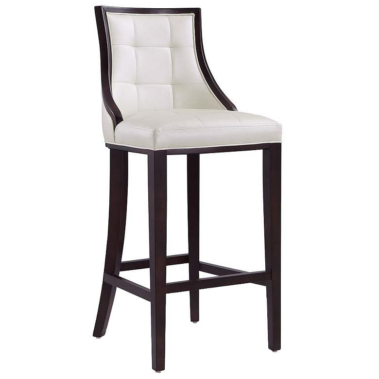 Image 1 Manhattan Comfort Fifth Avenue 45" White and Walnut Beech Wood Bar Sto