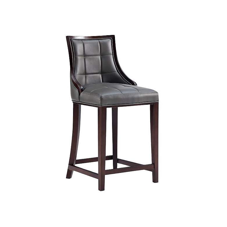 Image 1 Manhattan Comfort Fifth Avenue Faux Leather Counter Stool in Pebble Grey