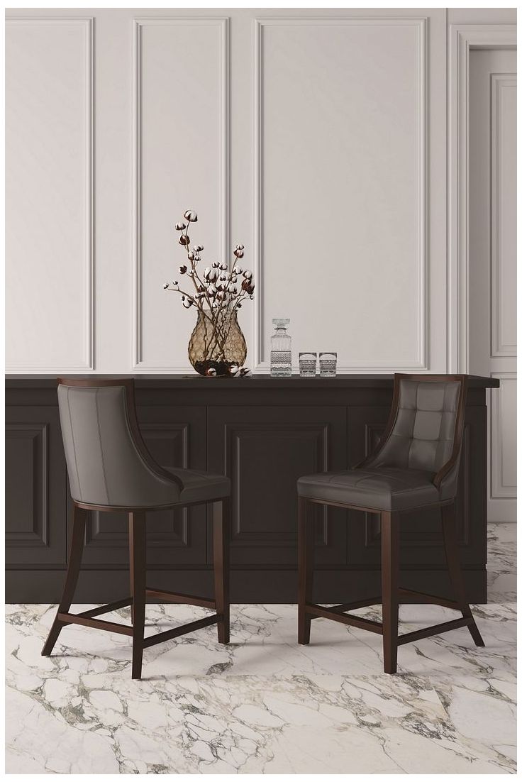 Image 2 Manhattan Comfort Fifth Avenue Faux Leather Counter Stool in Pebble Grey more views