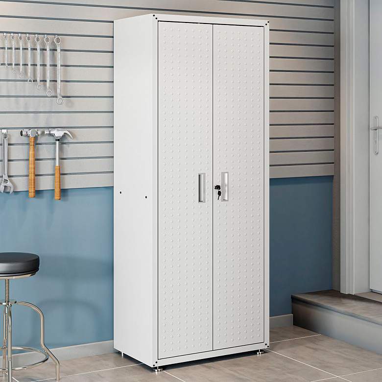 Image 1 Manhattan Comfort Fortress 74 3/4" High White Steel Wall Cabinet
