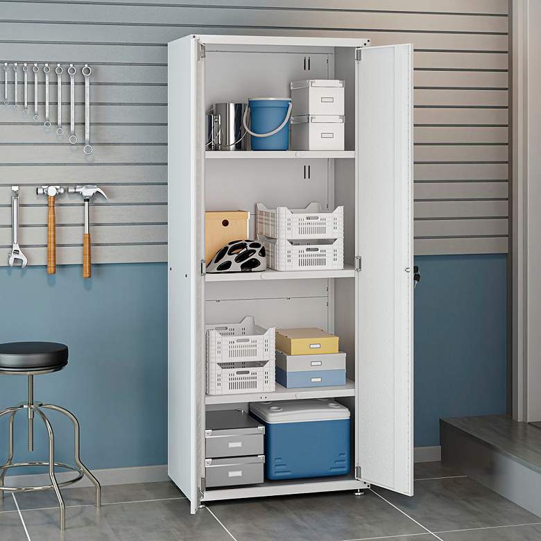 Image 6 Manhattan Comfort Fortress 74 3/4" High White Steel Wall Cabinet more views