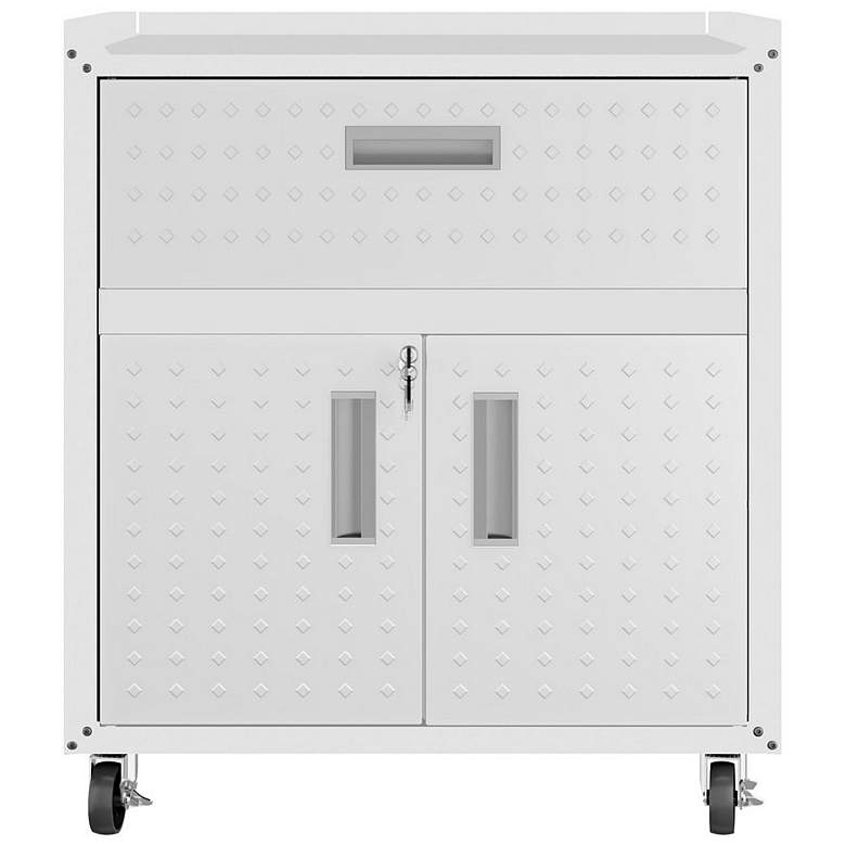 Image 1 Manhattan Comfort Fortress Textured Metal Garage Mobile Cabinet in White