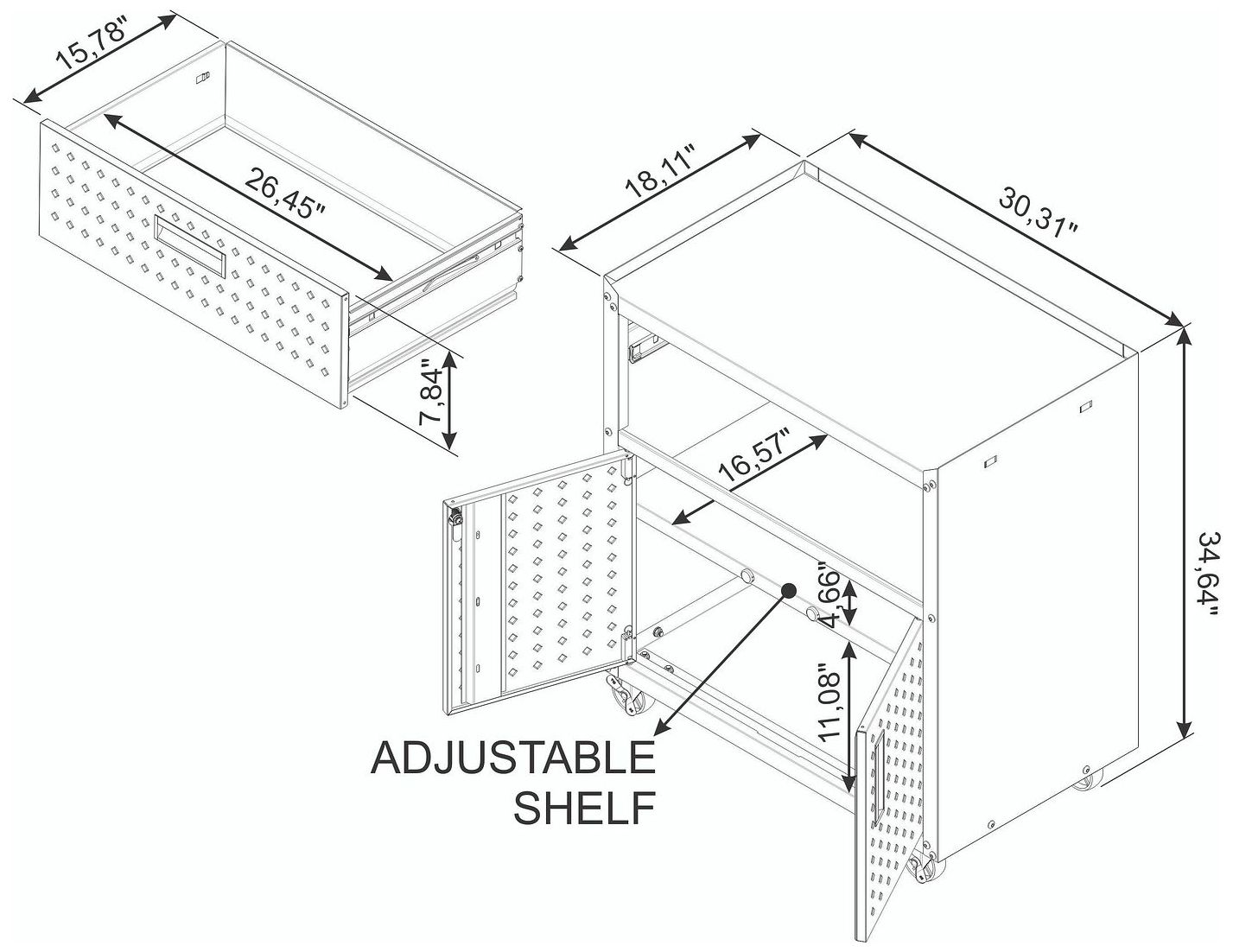 Image 3 Manhattan Comfort Fortress Textured Metal Garage Mobile Cabinet in White more views