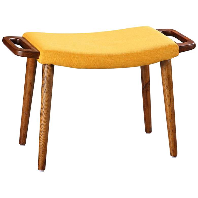 Image 1 Manhattan Comfort Geta 25 1/4" Wide Yellow Linen Weave Fabric Ottoman