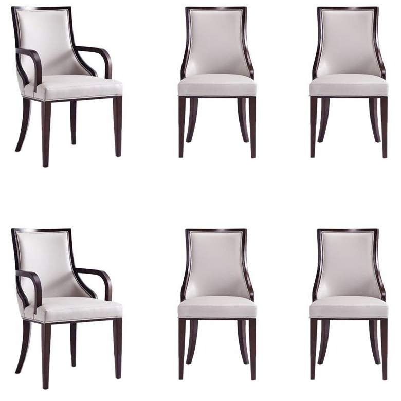 Image 1 Manhattan Comfort Grand Faux Leather 6-Piece Dining Chairs in Light Grey
