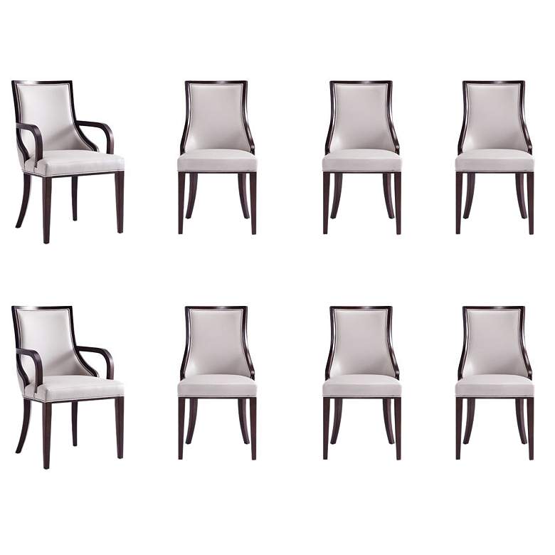 Image 1 Manhattan Comfort Grand Faux Leather 8-Piece Dining Chairs in Light Grey