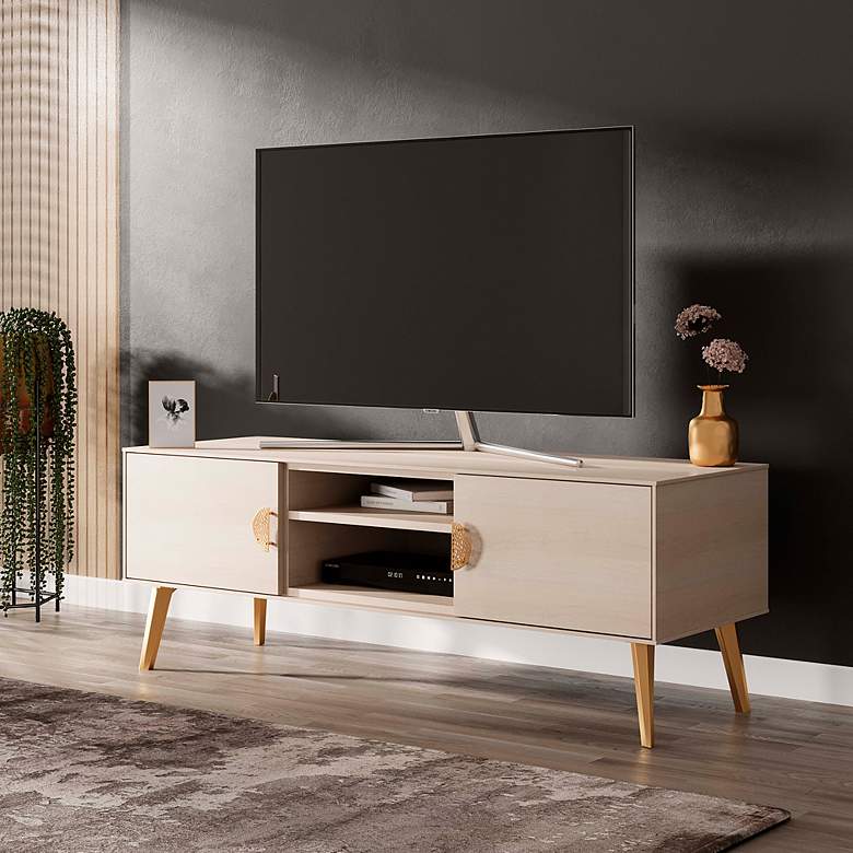 Image 2 Manhattan Comfort Haley 55.10" Mid-Century Modern TV Stand in White more views