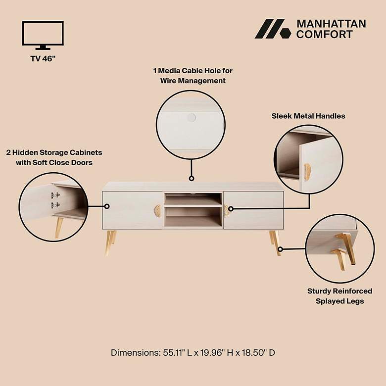 Image 4 Manhattan Comfort Haley 55.10" Mid-Century Modern TV Stand in White more views