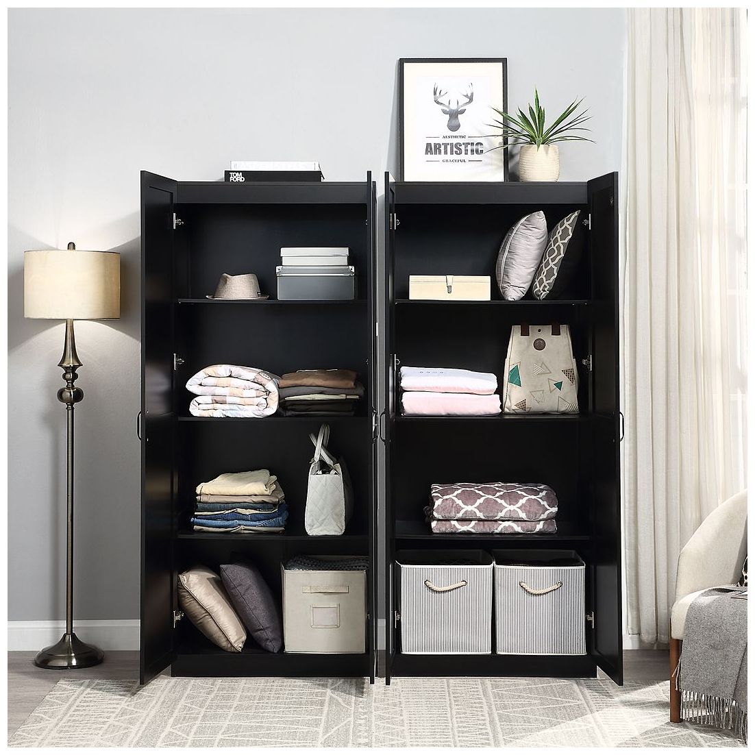 Image 4 Manhattan Comfort Hopkins Modern  Storage Closet 3.0 in Black - Set of 2 more views