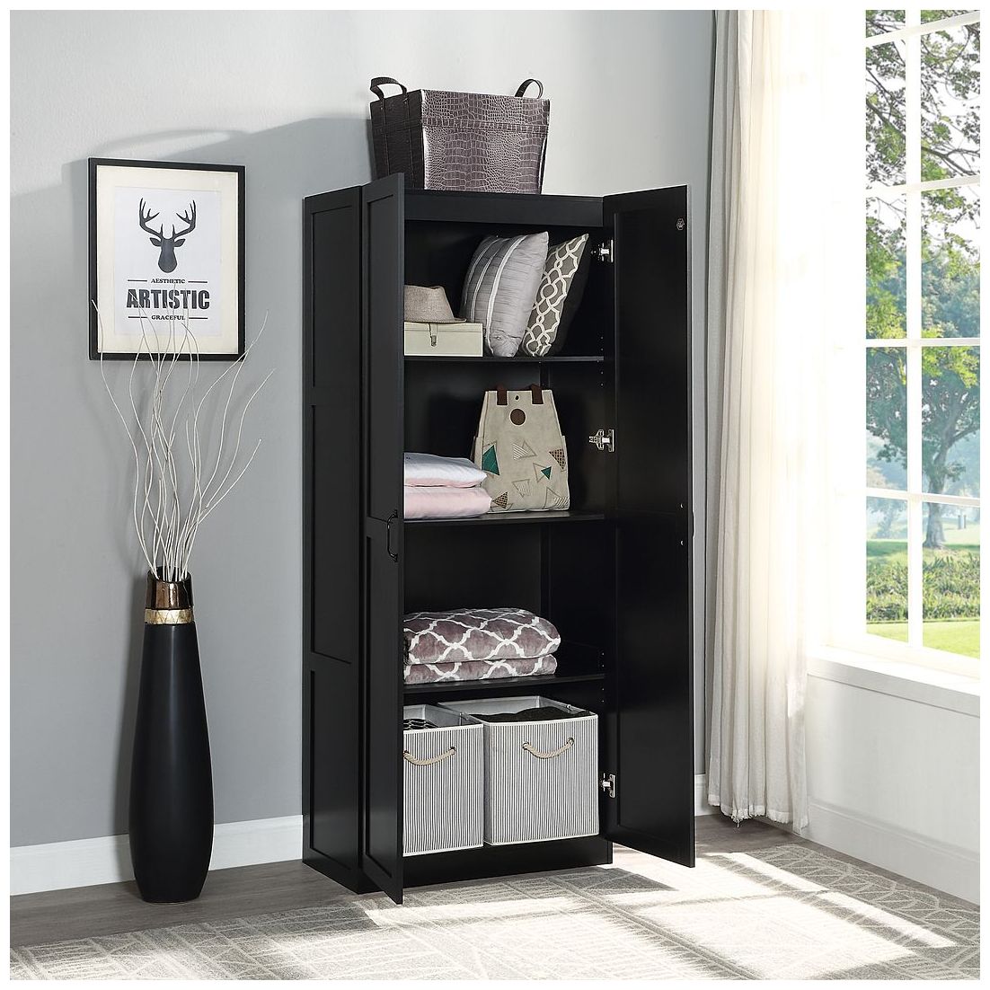 Image 2 Manhattan Comfort Hopkins Modern  Storage Closet 3.0 in Black more views