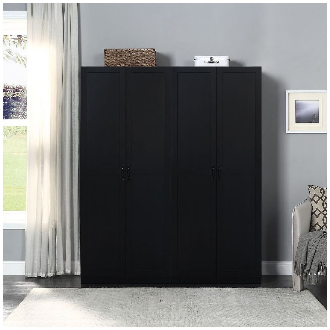 Image 2 Manhattan Comfort Hopkins Storage Closet 4.0 in Black - Set of 2 more views