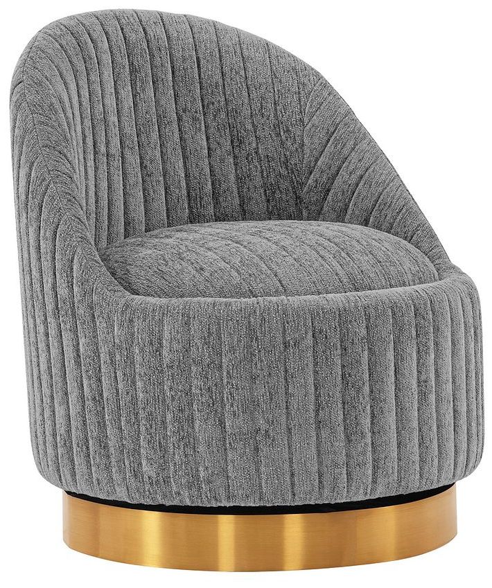 Image 7 Manhattan Comfort Leela 28 3/4" Chenille Gray Modern Swivel Chair more views